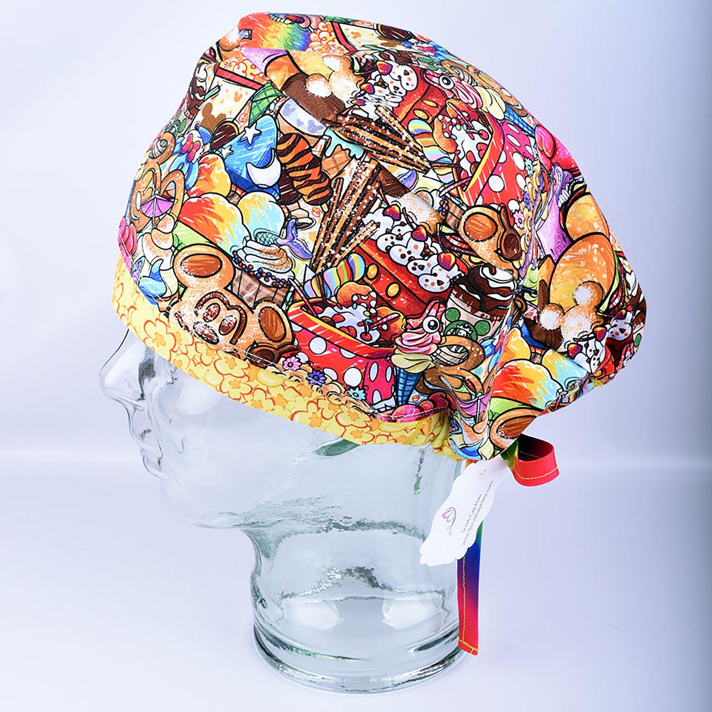 Colorful Snacks Tie Back Scrub Cap