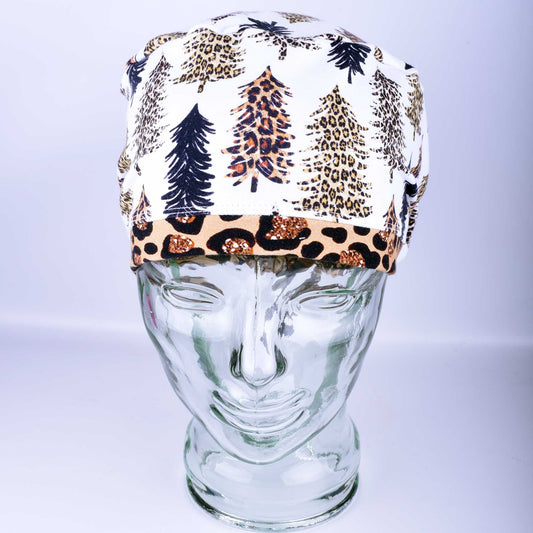 Leopard Cheetah Trees Scrub Cap