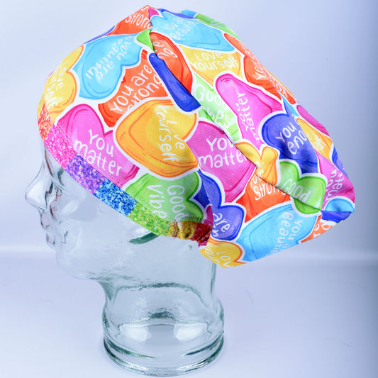 Affirmation Hearts Scrub Cap