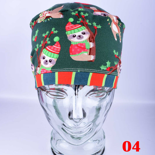 Christmas Sloth Scrub Cap