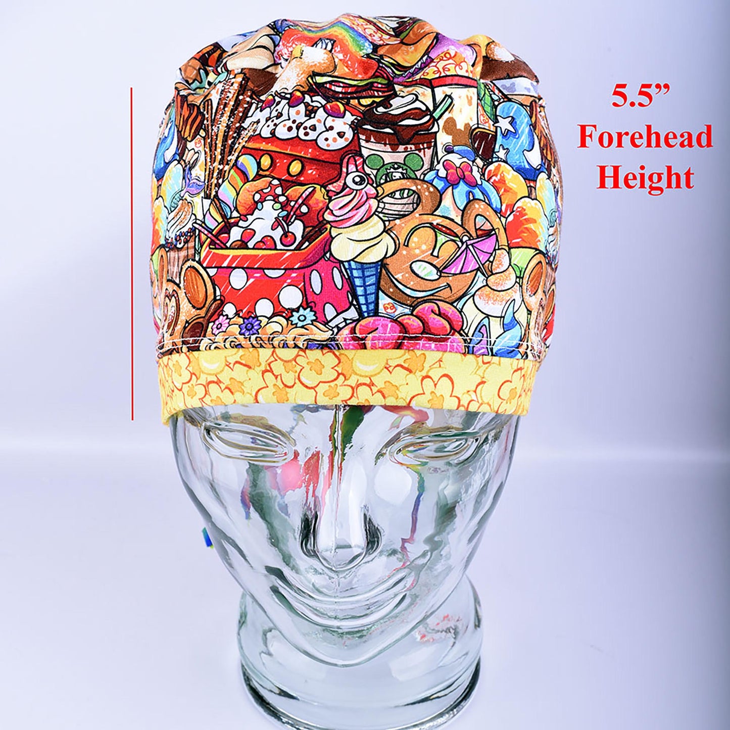Colorful Snacks Tie Back Scrub Cap