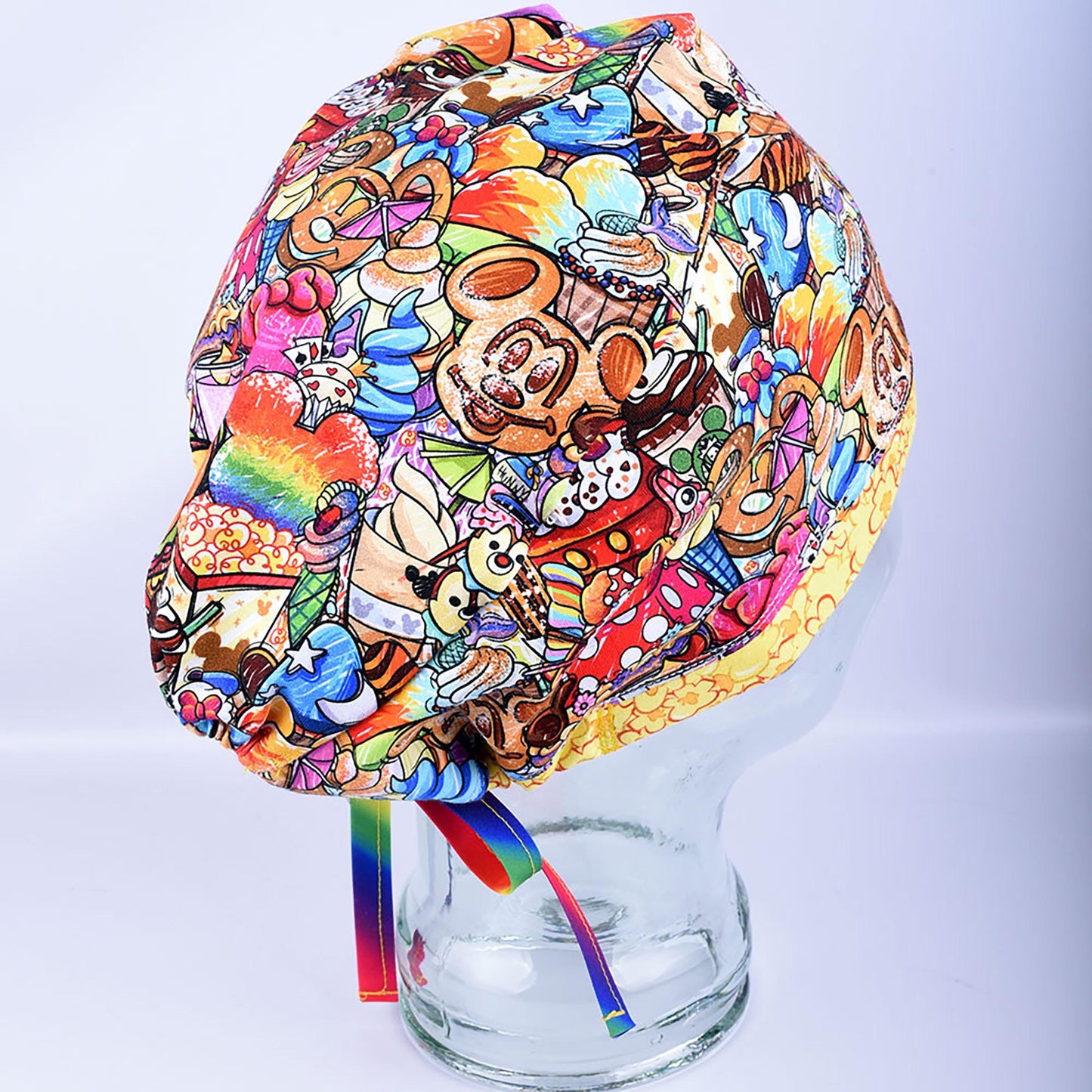 Colorful Snacks Tie Back Scrub Cap