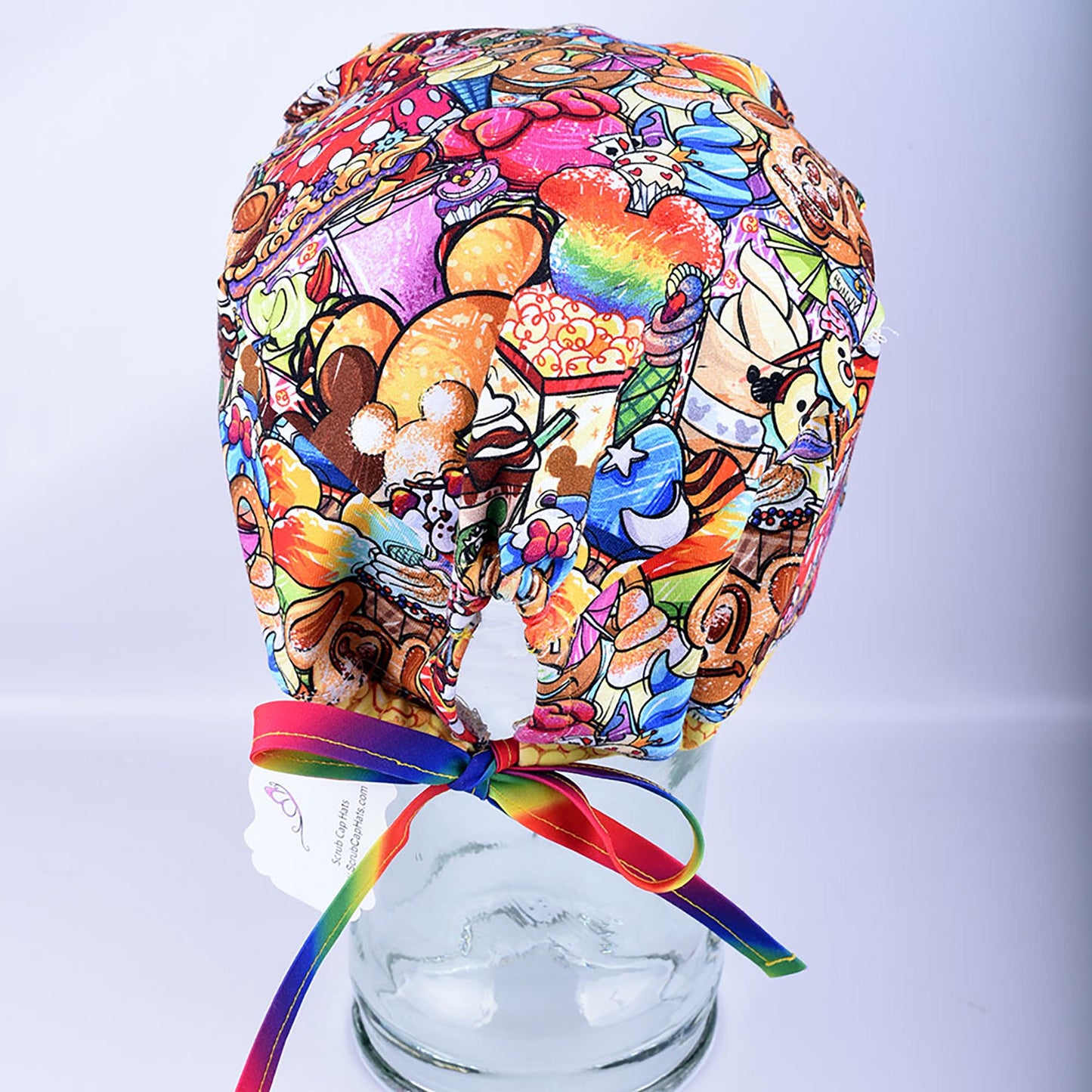 Colorful Snacks Tie Back Scrub Cap