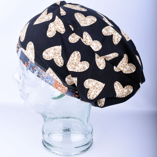Gold Hearts Scrub Cap