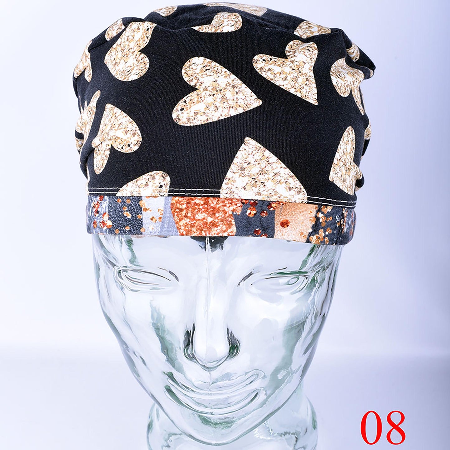 Gold Hearts Scrub Cap