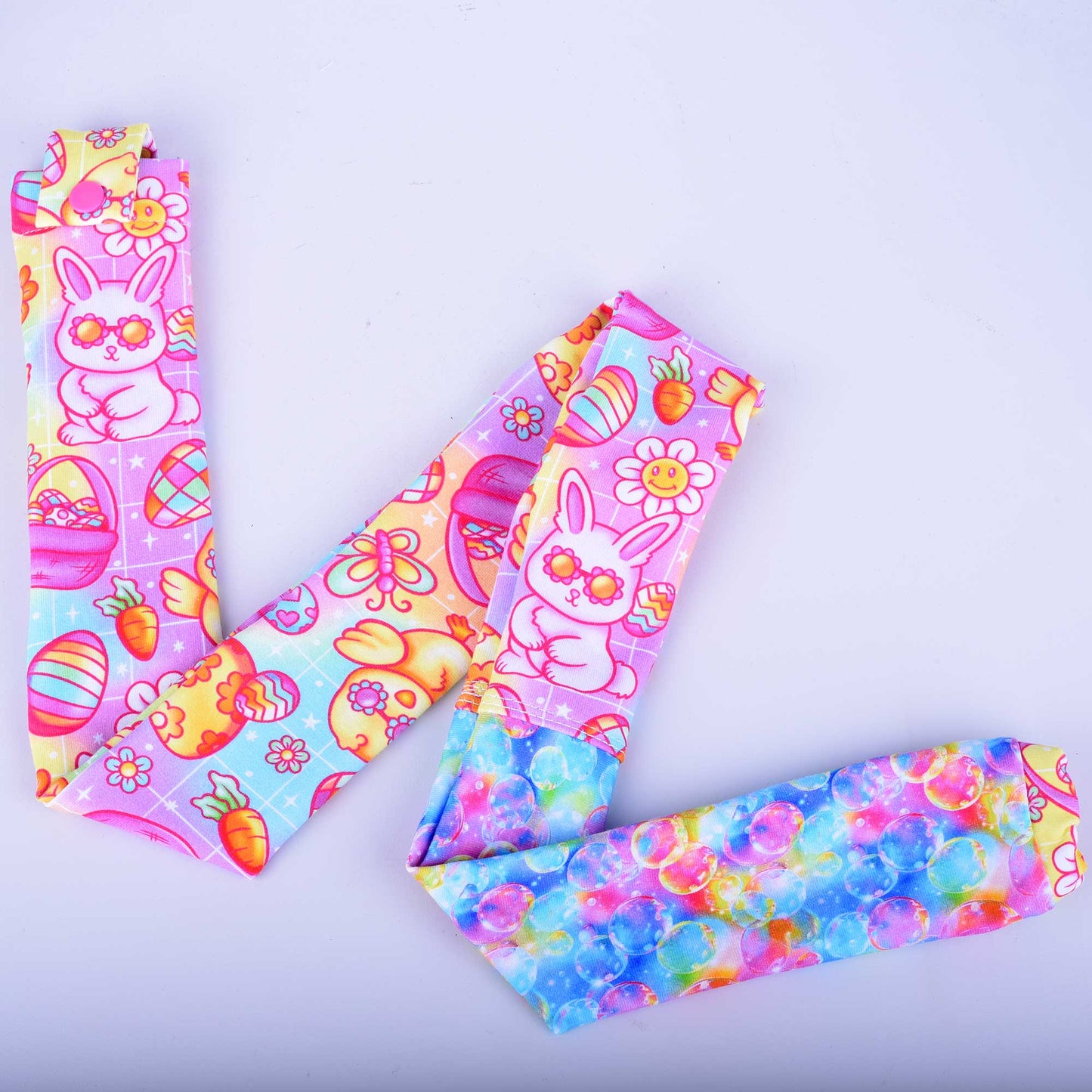 Colorful retro-style Easter bunny patterned stethoscope sleeve.