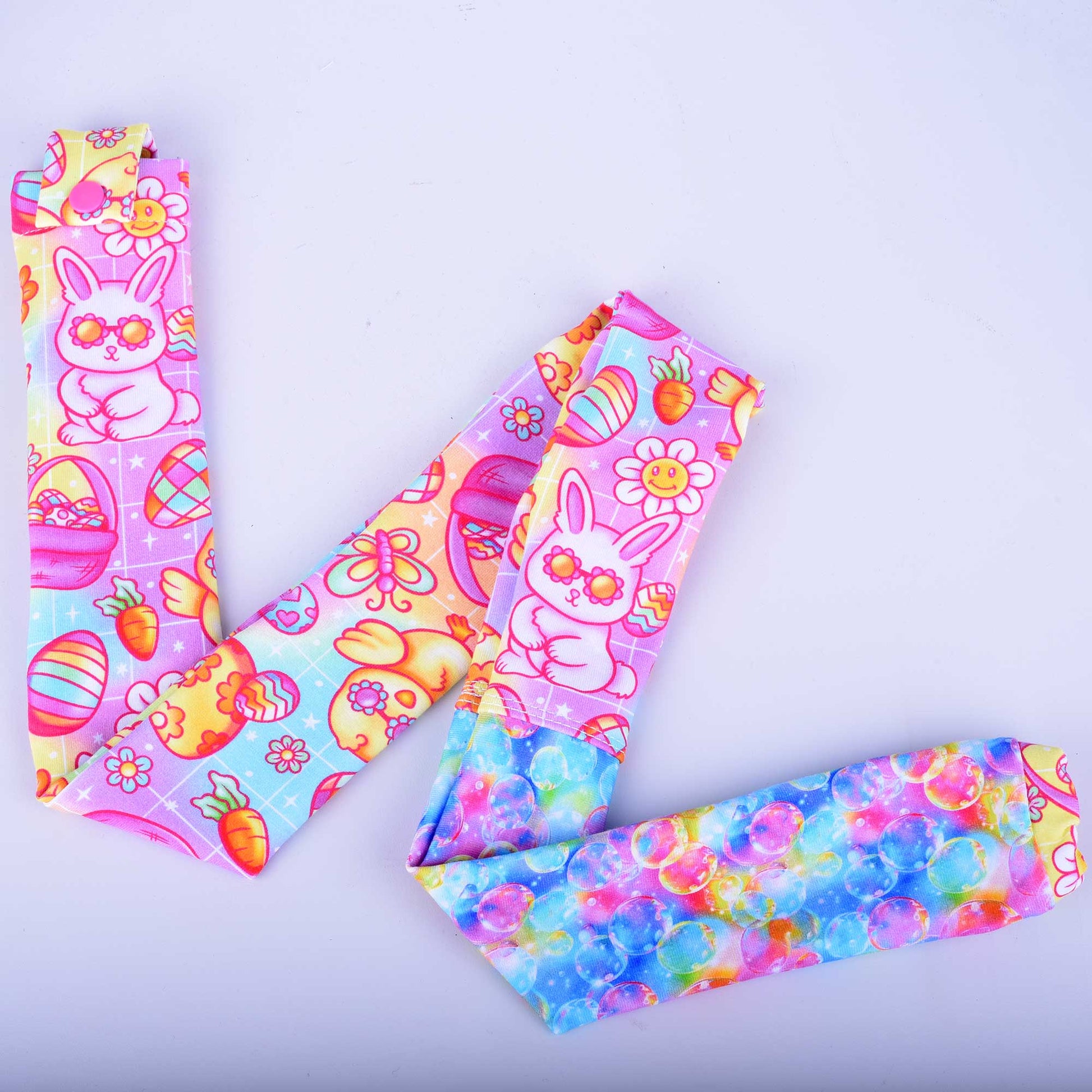 Colorful retro-style Easter bunny patterned stethoscope sleeve.