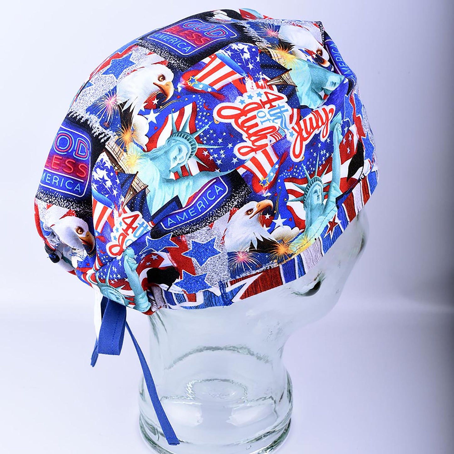 July 4th Tie Back Scrub Cap