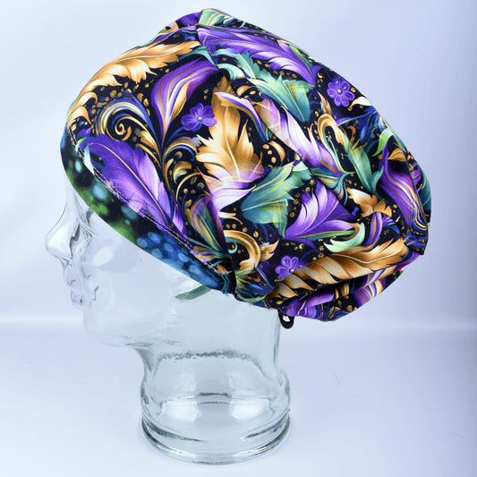 Mardi Gras Feathers Scrub Cap