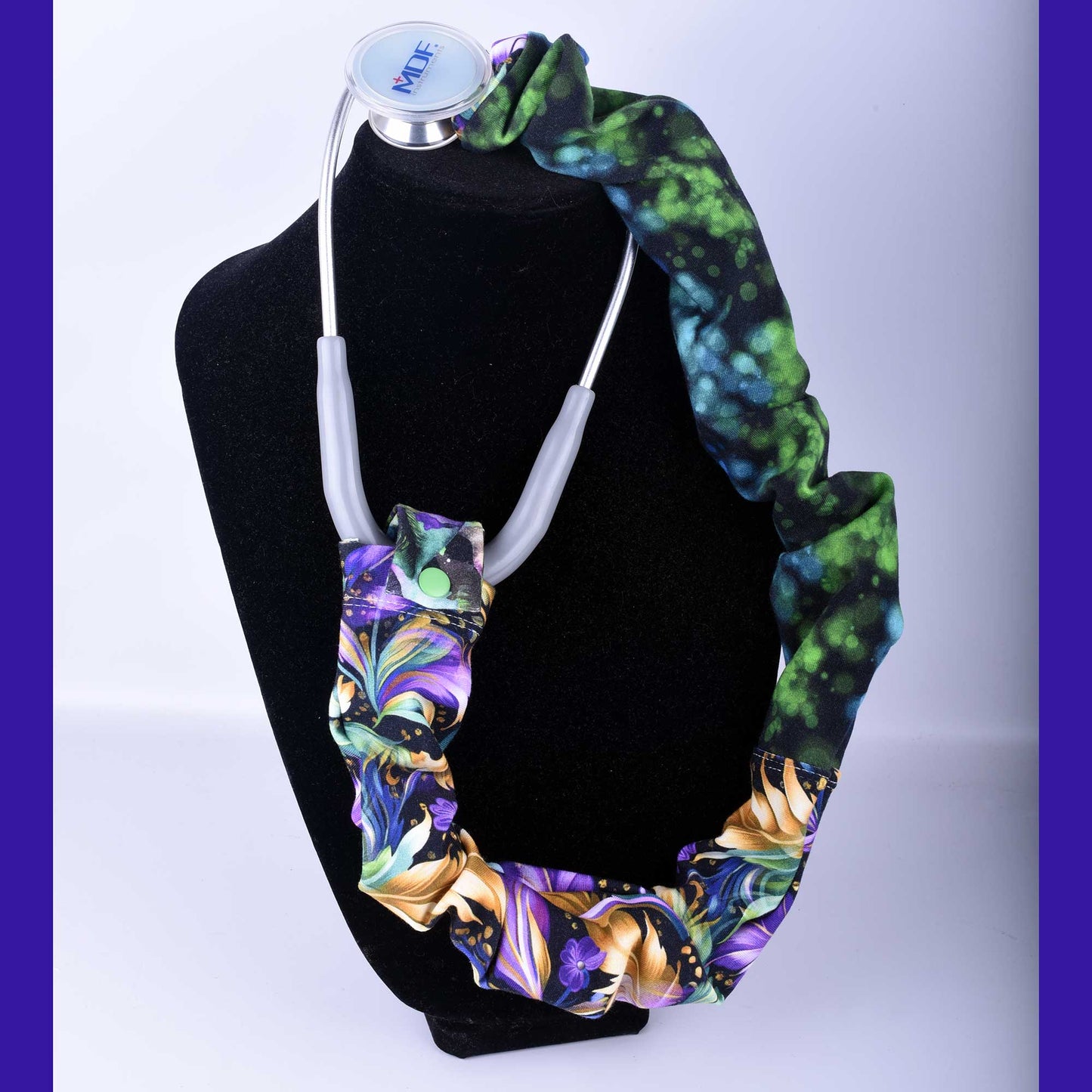 Mardi Gras Feather Wide Stethoscope Cover