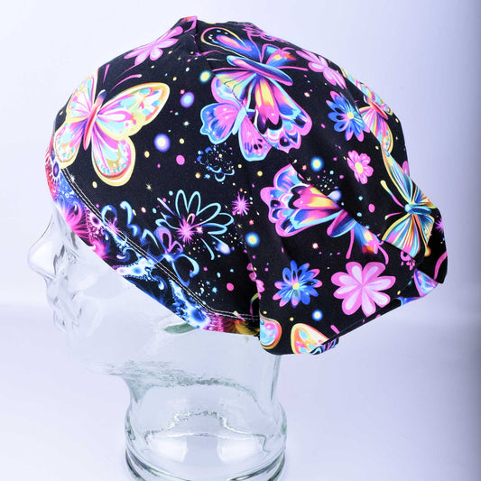 Neon Butterflies Scrub Cap