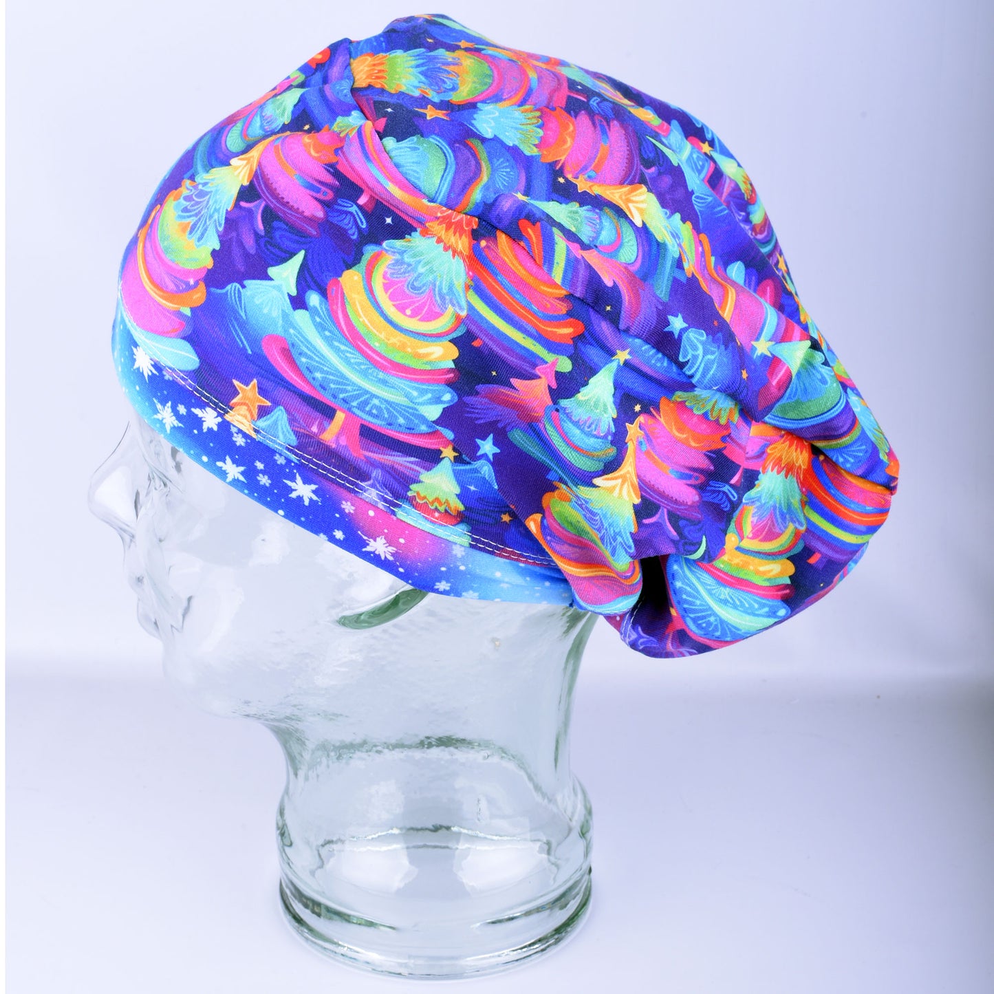 Neon Christmas Trees Scrub Cap