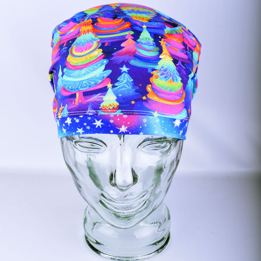 Neon Christmas Trees Scrub Cap