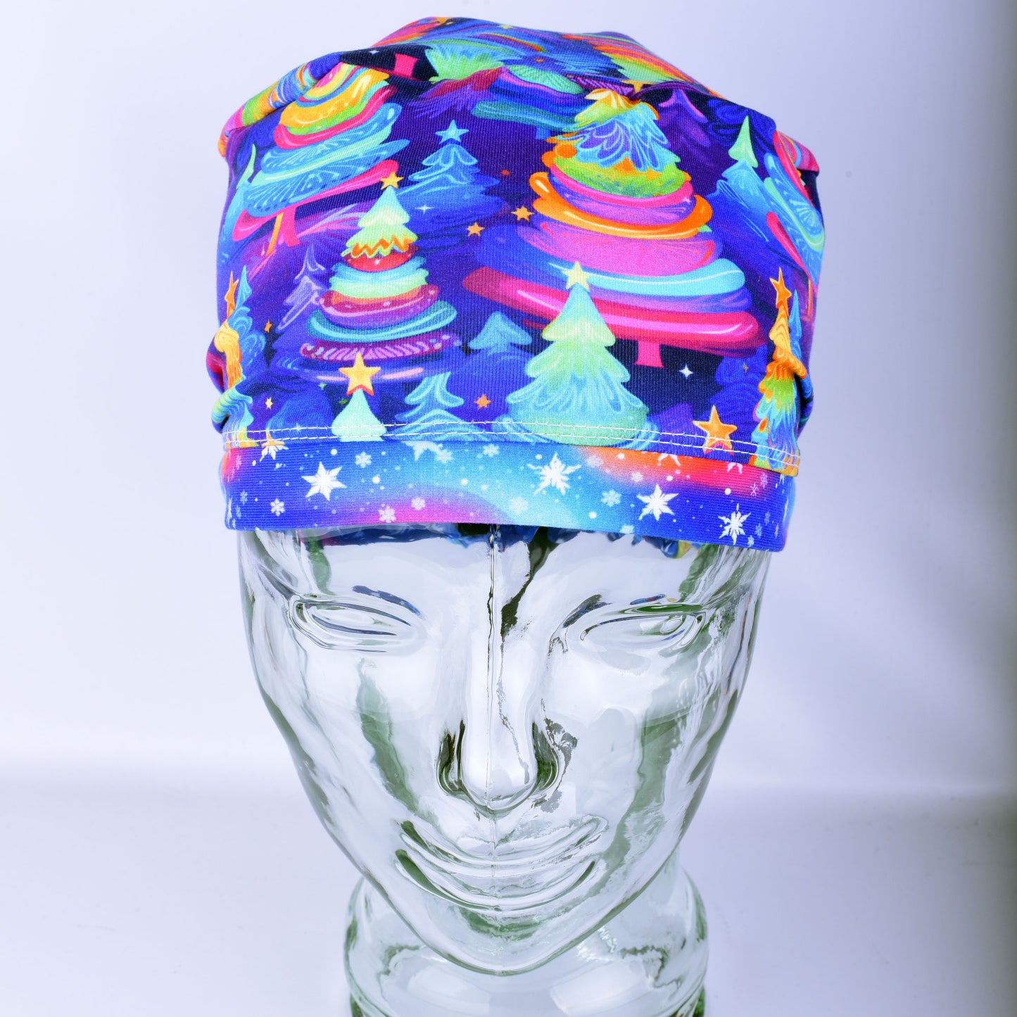 Neon Christmas Trees Scrub Cap
