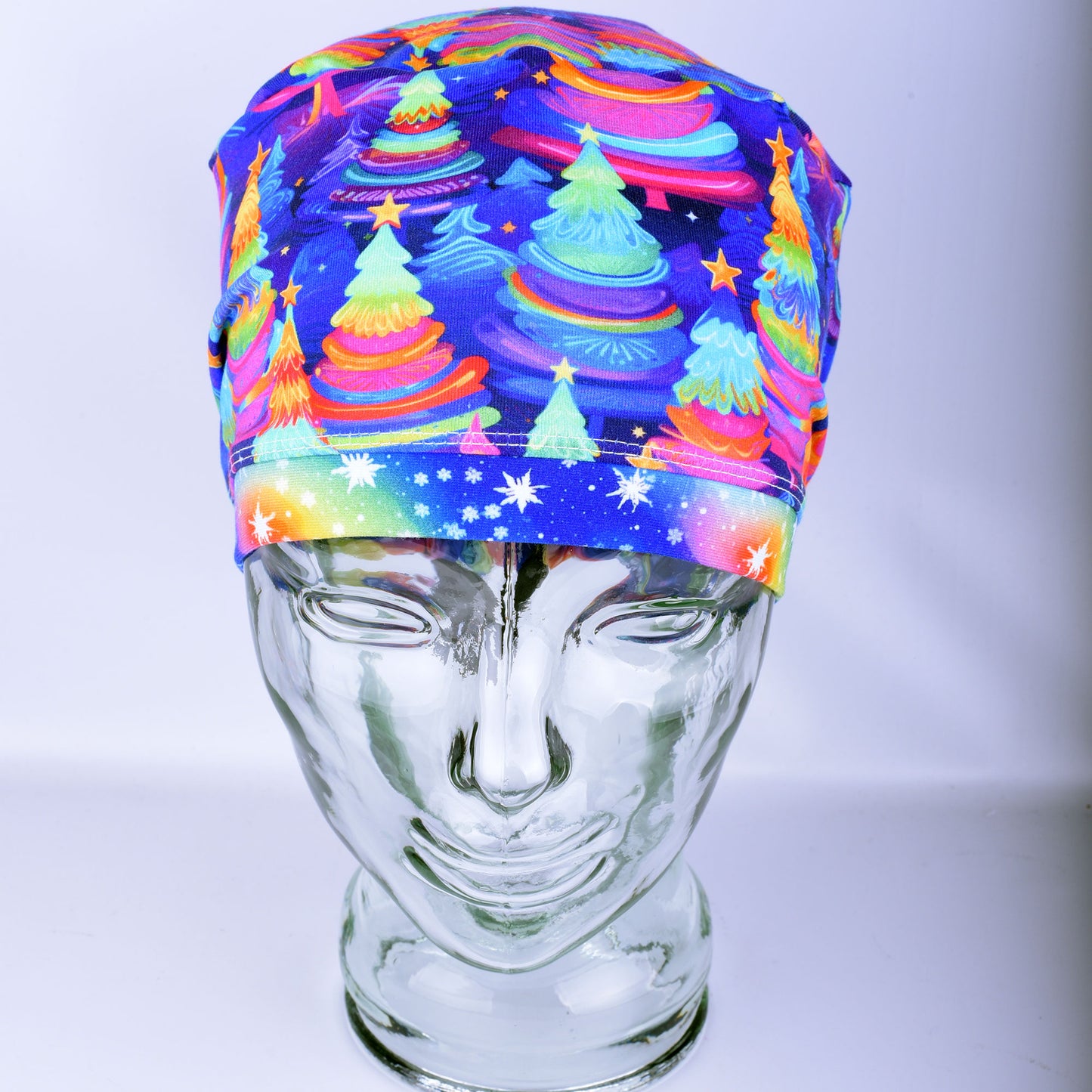 Neon Christmas Trees Scrub Cap