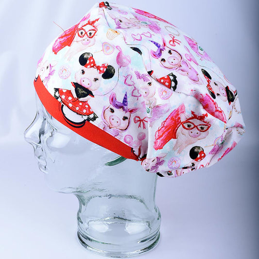 Polka Dot Pigs Scrub Cap