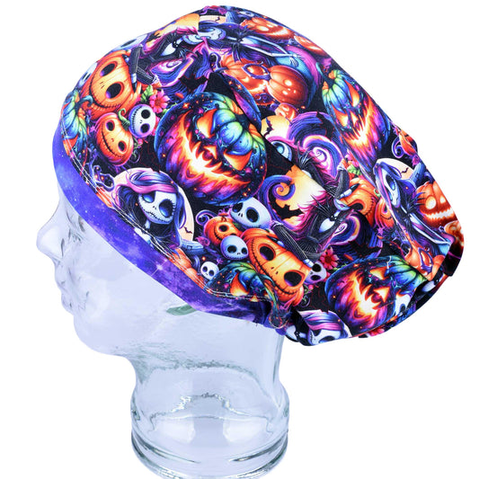 Pumpkins and Skeletons Scrub Cap