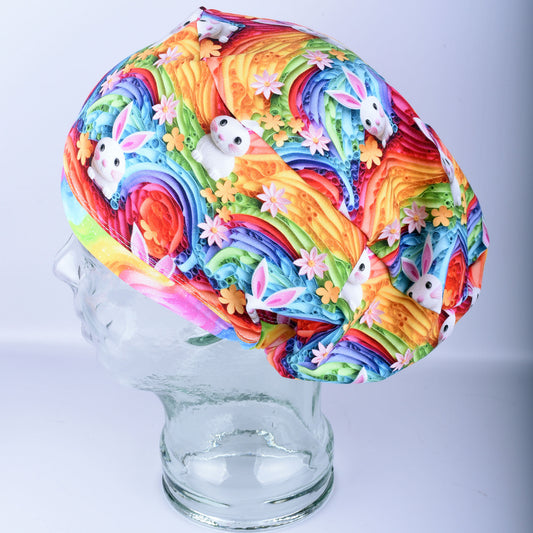 Rainbow Bunnies Scrub Cap
