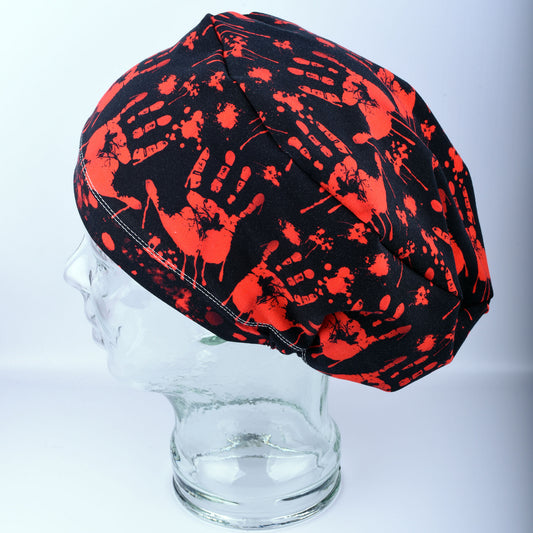 Red Handprints Scrub Cap