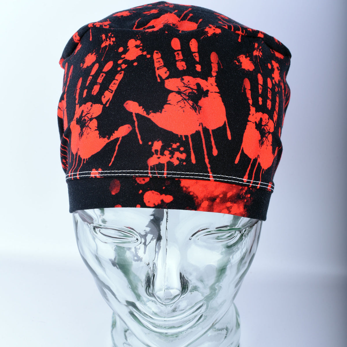 Red Handprints Scrub Cap