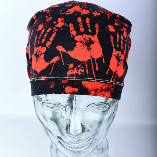 Red Handprints Scrub Cap