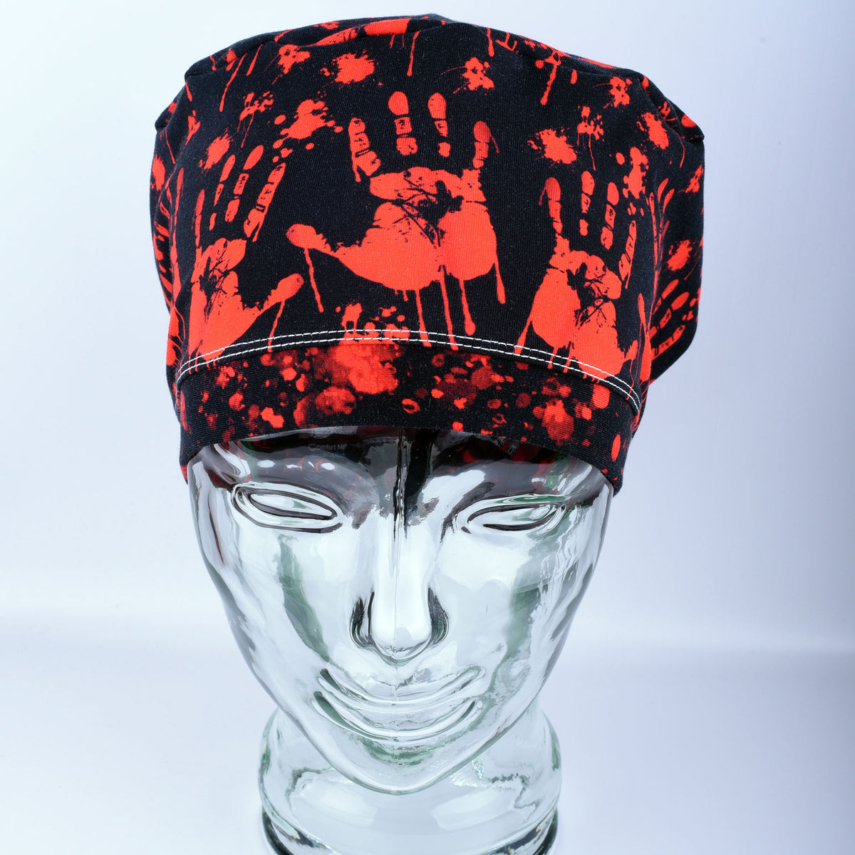 Red Handprints Scrub Cap