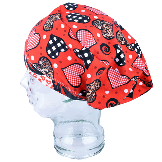 Red Hearts Scrub Cap