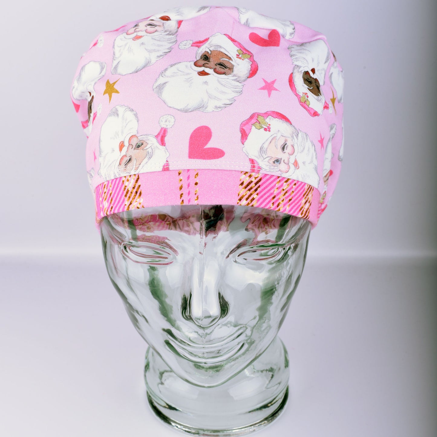 Santas On Pink Scrub Cap