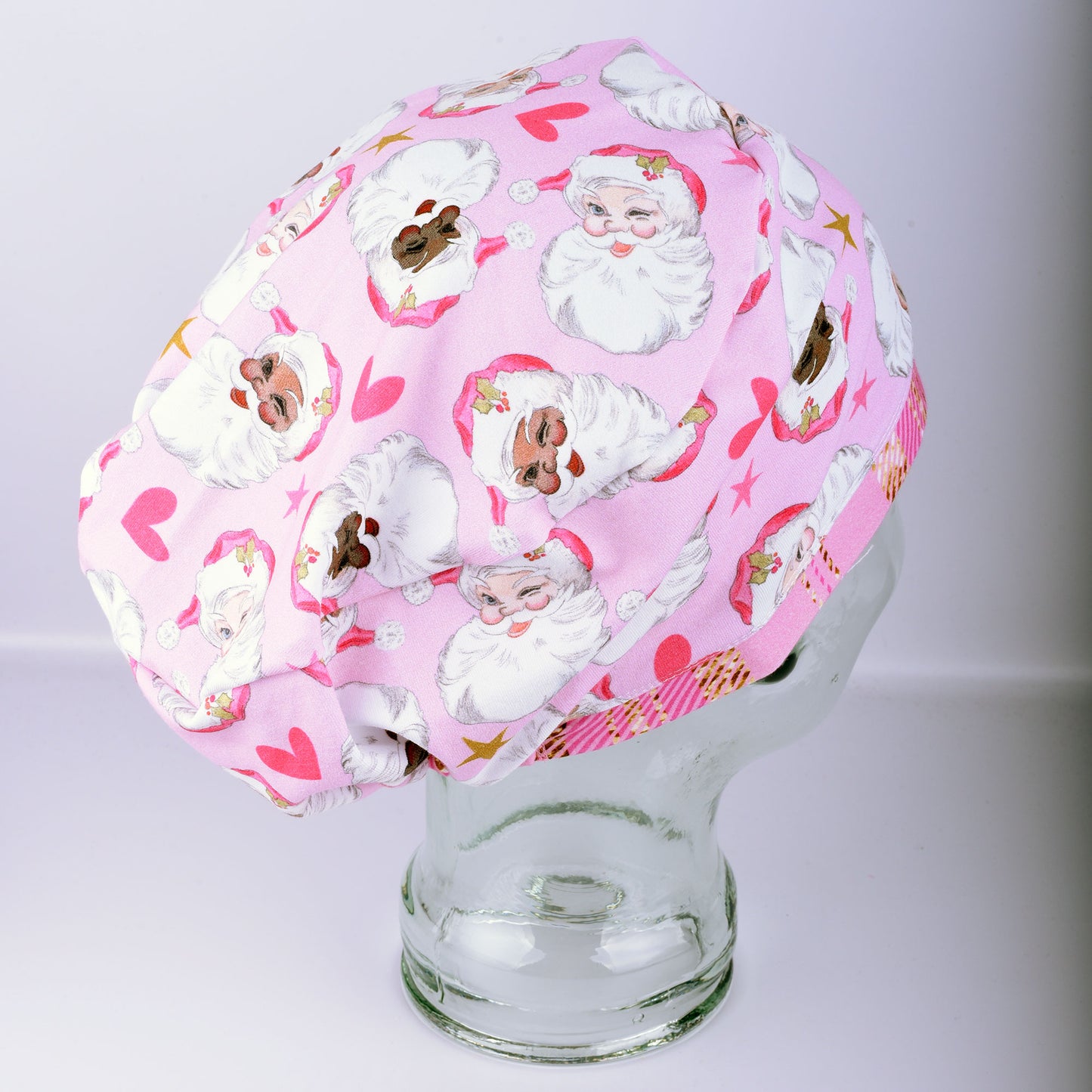 Santas On Pink Scrub Cap