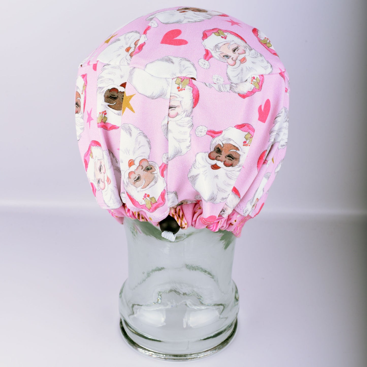 Santas On Pink Scrub Cap