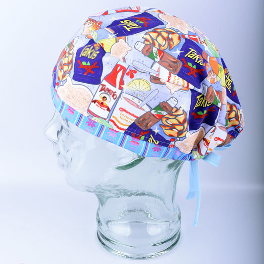 Spicy Snacks Tie Back Scrub Cap
