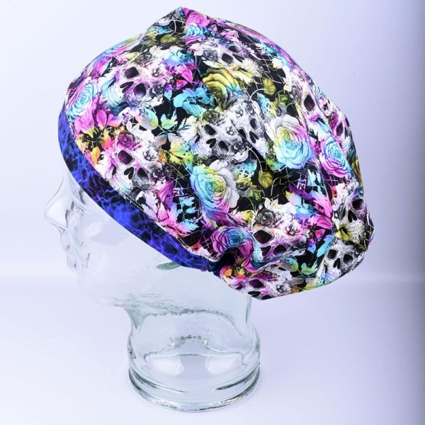 Stretchy-Full-Coverage-Scrub-Cap-Floral-Skull