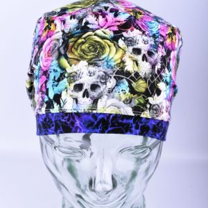 Stretchy-Full-Coverage-Scrub-Cap-Floral-Skull