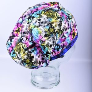 Stretchy-Full-Coverage-Scrub-Cap-Floral-Skull