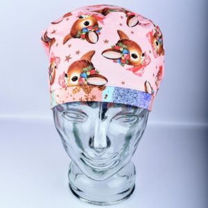 Full Coverage Pink Deer Scrub Cap