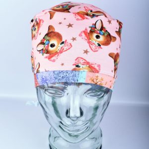 Full Coverage Pink Deer Scrub Cap