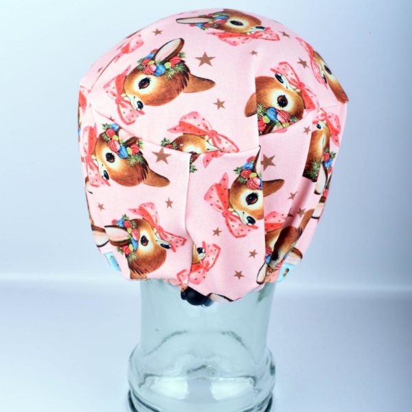 Full Coverage Pink Deer Scrub Cap