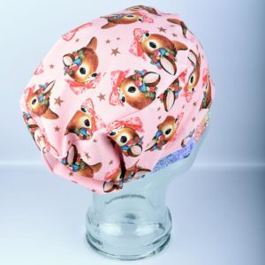 Full Coverage Pink Deer Scrub Cap