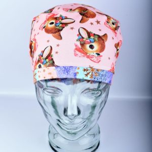 Full Coverage Pink Deer Scrub Cap