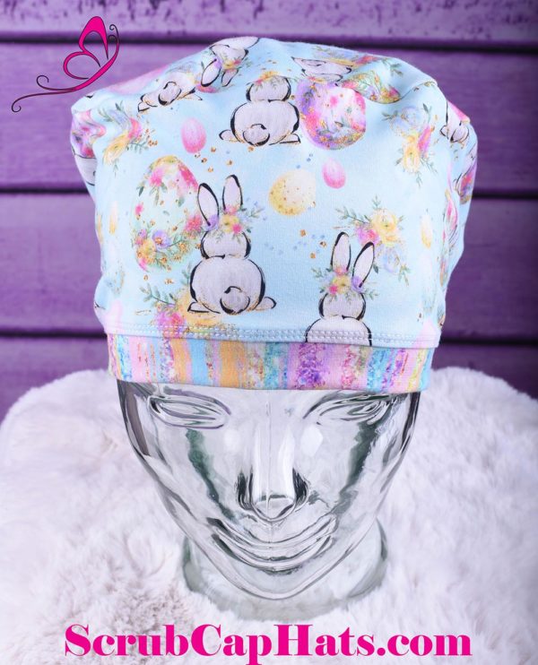 Stretchy-Full-Coverage-Scrub-Cap-Blue-Easter-Bunnies