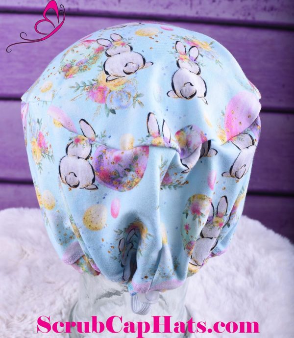 Stretchy-Full-Coverage-Scrub-Cap-Blue-Easter-Bunnies