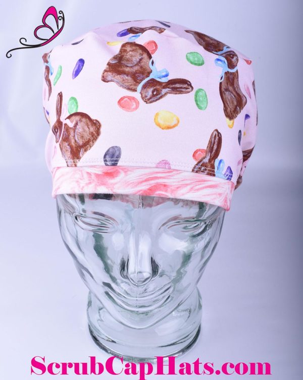 Stretchy-Full-Coverage-Scrub-Cap-Chocolate-Easter-Bunnies