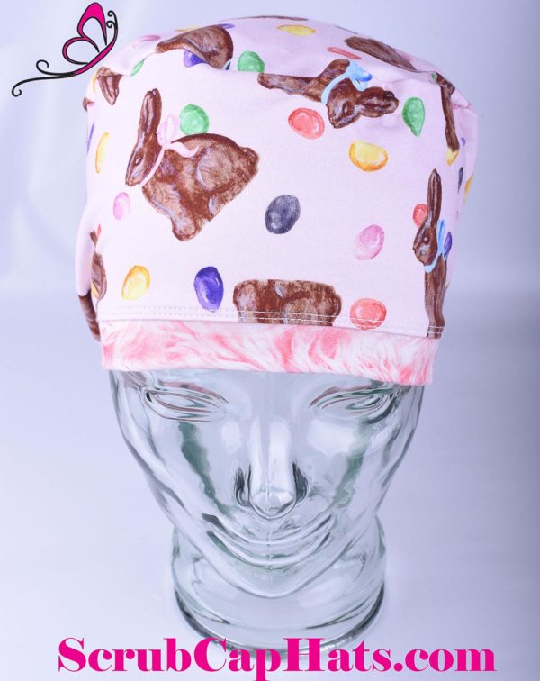 Stretchy-Full-Coverage-Scrub-Cap-Chocolate-Easter-Bunnies