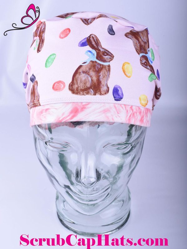 Stretchy-Full-Coverage-Scrub-Cap-Chocolate-Easter-Bunnies