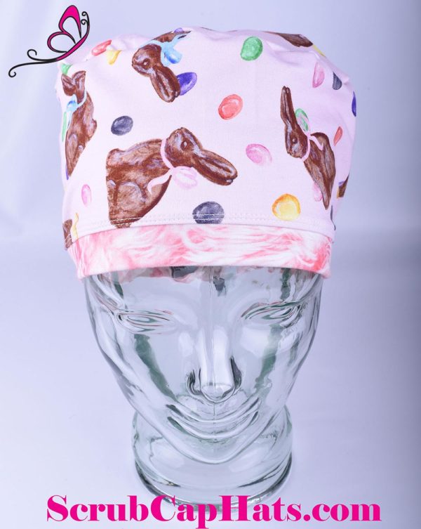 Stretchy-Full-Coverage-Scrub-Cap-Chocolate-Easter-Bunnies