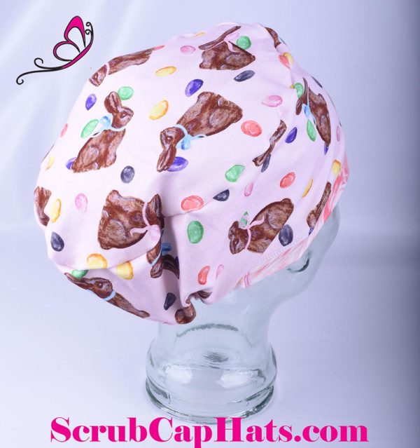 Stretchy-Full-Coverage-Scrub-Cap-Chocolate-Easter-Bunnies