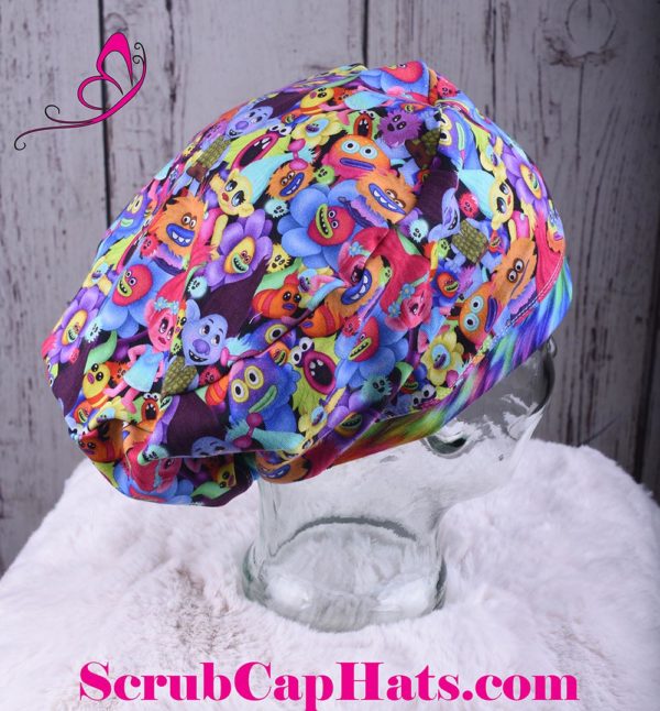 Stretchy-Full-Coverage-Scrub-Cap-Colorful-Trolls