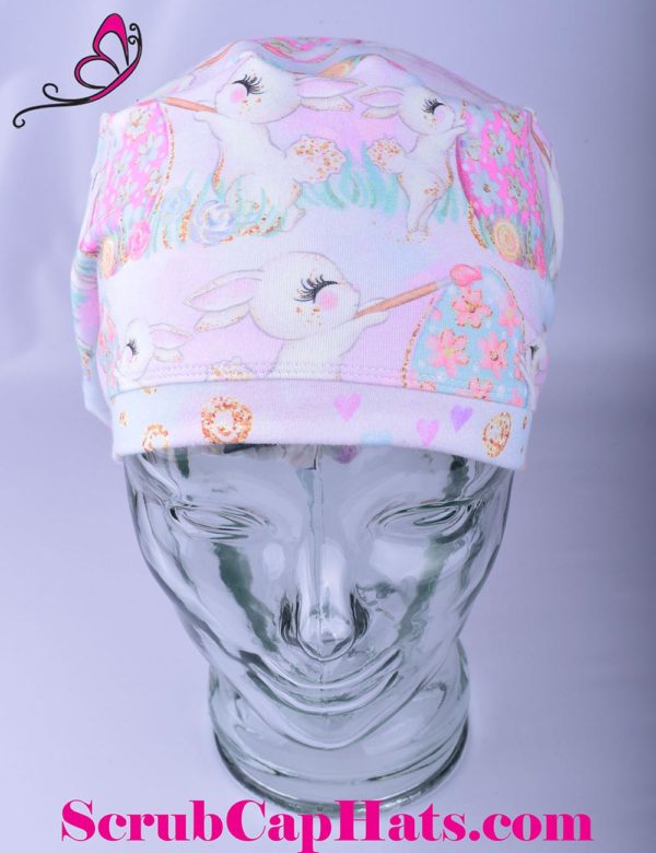 Stretchy-Full-Coverage-Scrub-Cap-Pastel-Easter-Bunnies