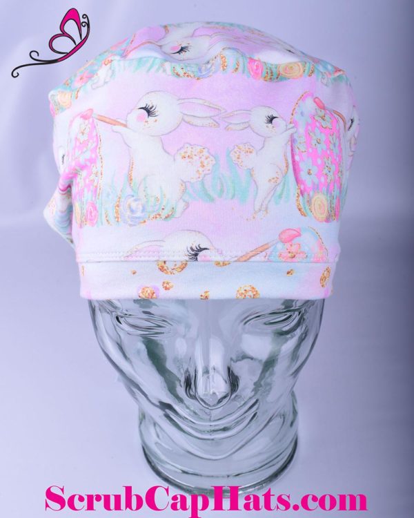 Stretchy-Full-Coverage-Scrub-Cap-Pastel-Easter-Bunnies