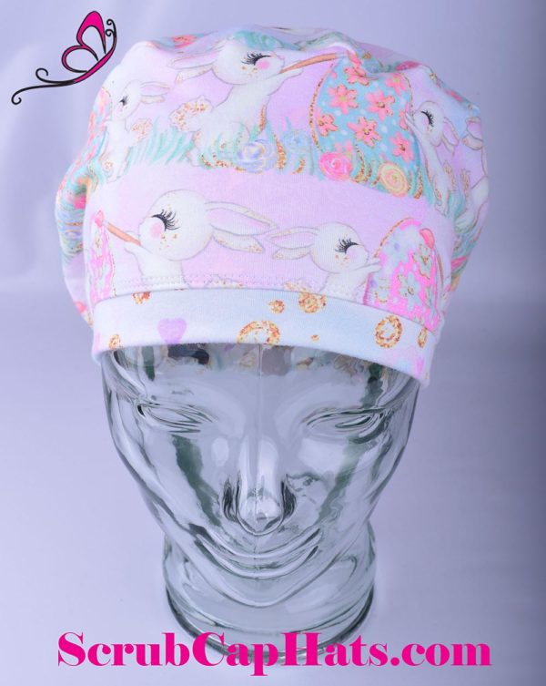 Stretchy-Full-Coverage-Scrub-Cap-Pastel-Easter-Bunnies